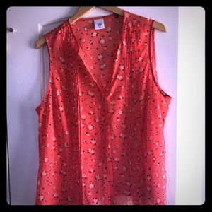 CAbi crepe style blouse. Reddish/Orange